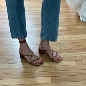 Miista Brown Leather Tie Up Sandals